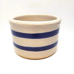 Robinson Ransbottom Crock 303-A Roseville Pottery Utensil Holder Pot White Blue